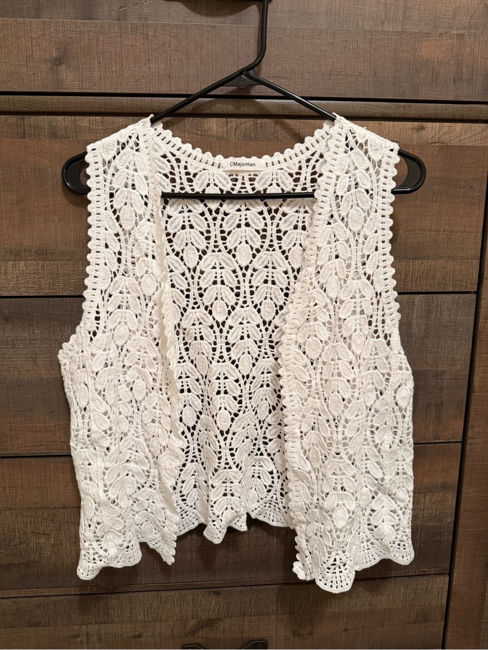 White Crochet Knit Vest